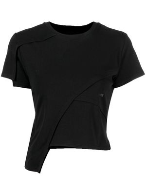 HELIOT EMIL logo-print asymmetric T-shirt - Black