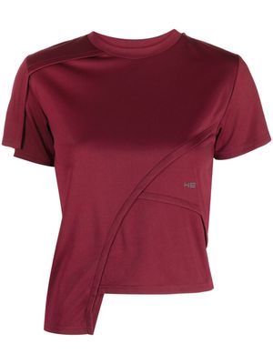 HELIOT EMIL logo-print panelled-design T-shirt - Red