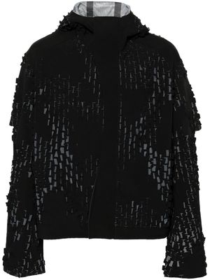 HELIOT EMIL Morphogens lasercut-pattern hooded jacket - Black