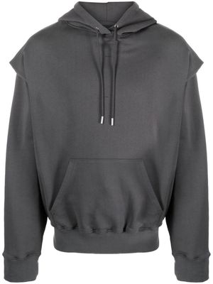 HELIOT EMIL Outline logo-print cotton hoodie - Grey
