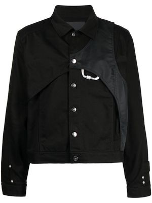 HELIOT EMIL panelled button-up cotton jacket - Black