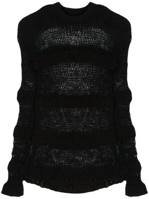 HELIOT EMIL striped open-knit jumper - Black