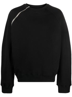 HELIOT EMIL zip-detail cotton jumper - Black