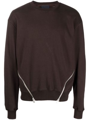 HELIOT EMIL zip-details cotton sweatshirt - Brown