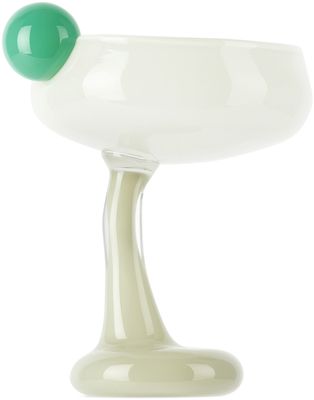 Helle Mardahl Green & Off-White Bon Bon With A Twist Cocktail Glass