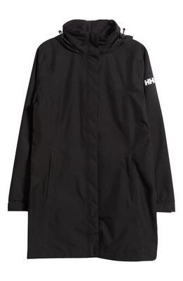Helly Hansen Aden Waterproof Hooded Longline Rain Jacket in Black