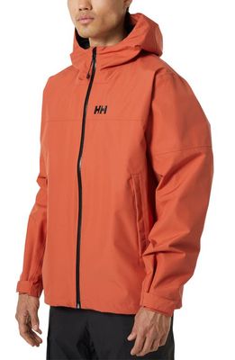 Helly Hansen Ocean Bound Waterproof Hooded Jacket in Terracotta