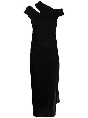 Helmut Lang asymmetric jersey midi-dress - Black