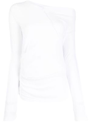 Helmut Lang asymmetric-neck cotton top - White