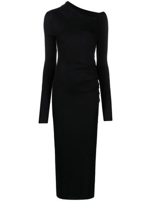 Helmut Lang asymmetric neck midi dress - Black