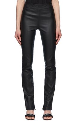 Helmut Lang Black Core Slit Leather Pants