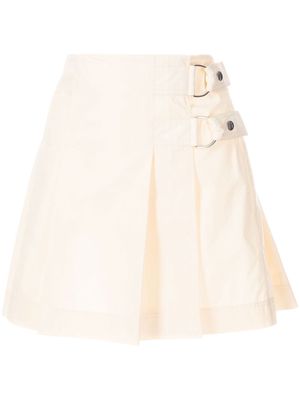 Helmut Lang buckle-strap pleated skirt - White