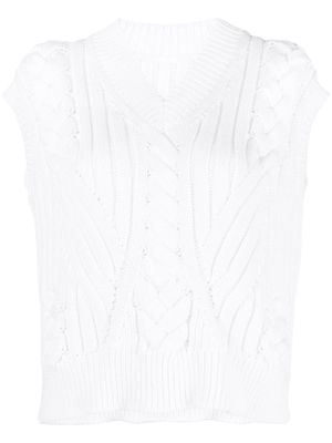Helmut Lang cable-knit sleeveless top - White