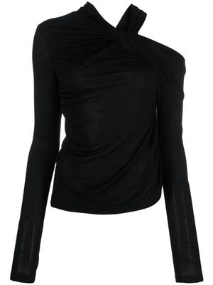 Helmut Lang cold-shoulder twisted blouse - Black