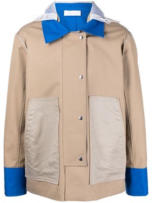 Helmut Lang contrasting panel-detail hooded jacket - Brown