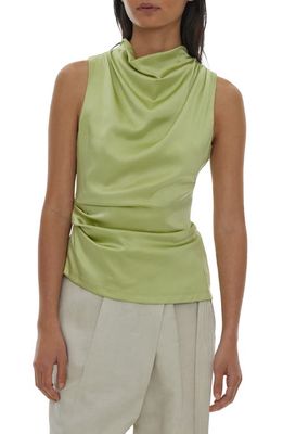 Helmut Lang Cowl Neck Stretch Silk Top in Lcd Grn