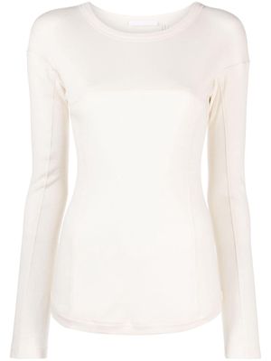 Helmut Lang crew-neck fine-ribbed top - White