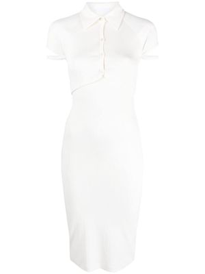Helmut Lang cut-out detail mid-length dress - White