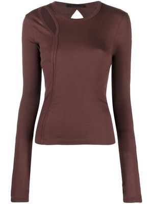 Helmut Lang cut-out knitted top - Brown