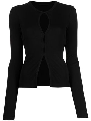 Helmut Lang cut-out ribbed top - Black