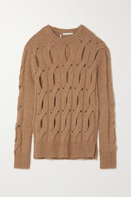 Helmut Lang - Cutout Cable-knit Merino Wool-blend Sweater - Neutrals
