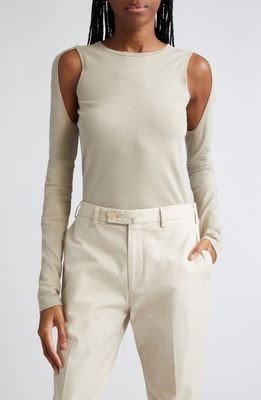 Helmut Lang Cutout Crewneck Sweater in Sand