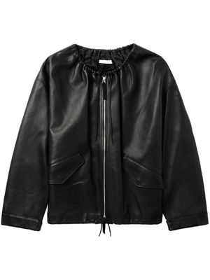 Helmut Lang drawstring-neck leather jacket - Black