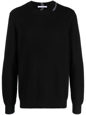 Helmut Lang embroidered-motif crew-neck jumper - Black