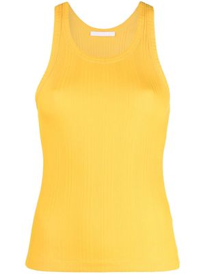 Helmut Lang fine-ribbed scoop-neck top - Yellow