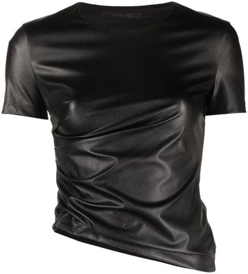 Helmut Lang gathered faux-leather T-shirt - Black