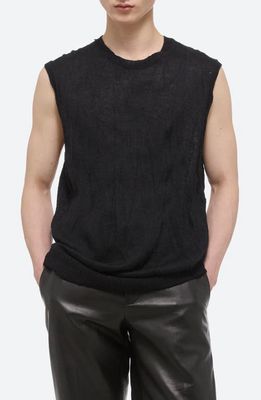 Helmut Lang Gender Inclusive Crushed Knit Sleeveless Sweater in Black - 001