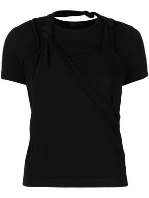 Helmut Lang layered knot-detail T-shirt - Black