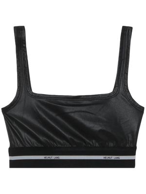 Helmut Lang logo-band faux leather cropped top - Black