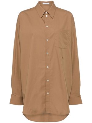 Helmut Lang logo-embroidered cotton shirt - Brown