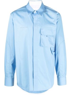 Helmut Lang logo-embroidered patch-pocket shirt - Blue