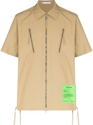 Helmut Lang logo-patch zip-fastening shirt - Neutrals