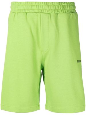 Helmut Lang logo-print cotton track shorts - Green