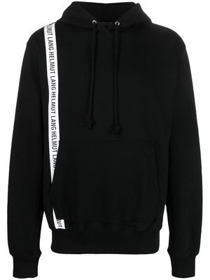 Helmut Lang logo-print strap cotton hoodie - Black
