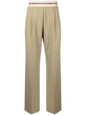 Helmut Lang logo-waistband straight trousers - Green