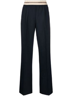 Helmut Lang logo-waistband wide-leg trousers - Blue