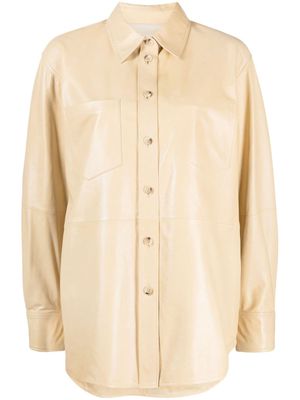Helmut Lang long-sleeve leather shirt - Neutrals