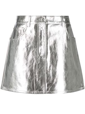 Helmut Lang metallic leather mini skirt - Silver