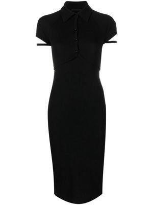 Helmut Lang mock-neck short-sleeved cardigan dress - Black