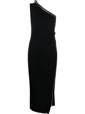 Helmut Lang one-shoulder zip detailing midi dress - Black