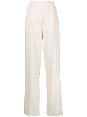 Helmut Lang piped-trim detail wide-leg trousers - Neutrals
