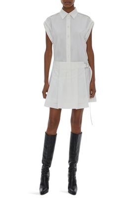 Helmut Lang Pleated Shirtdress in Optic Wht