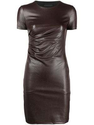 Helmut Lang polished-finish short-sleeve dress - Brown