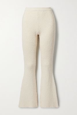 Helmut Lang - Ribbed Cotton-blend Bouclé Flared Pants - Ivory