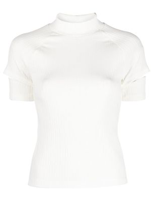Helmut Lang ribbed cut-out sleeve top - White