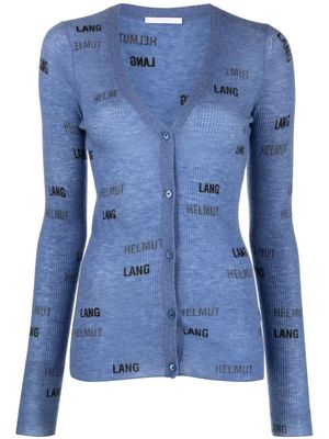 Helmut Lang ribbed-knit logo-print cardigan - Blue